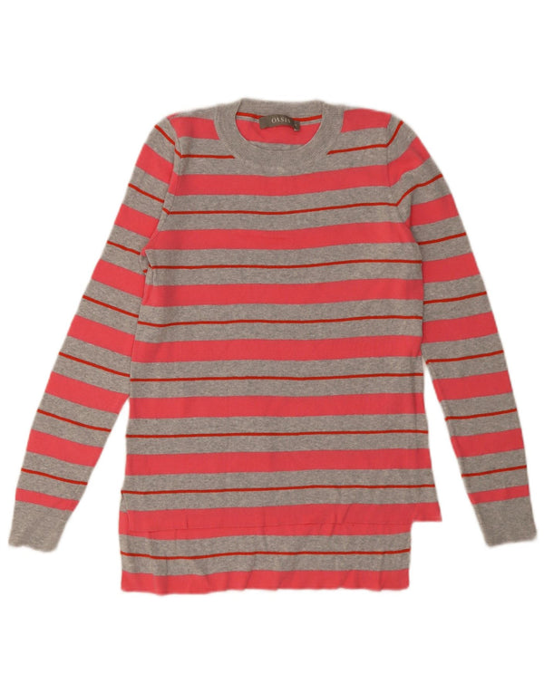 Oasis Dame sweater med rund hals, UK 6 XS Pink Stribet bomuld