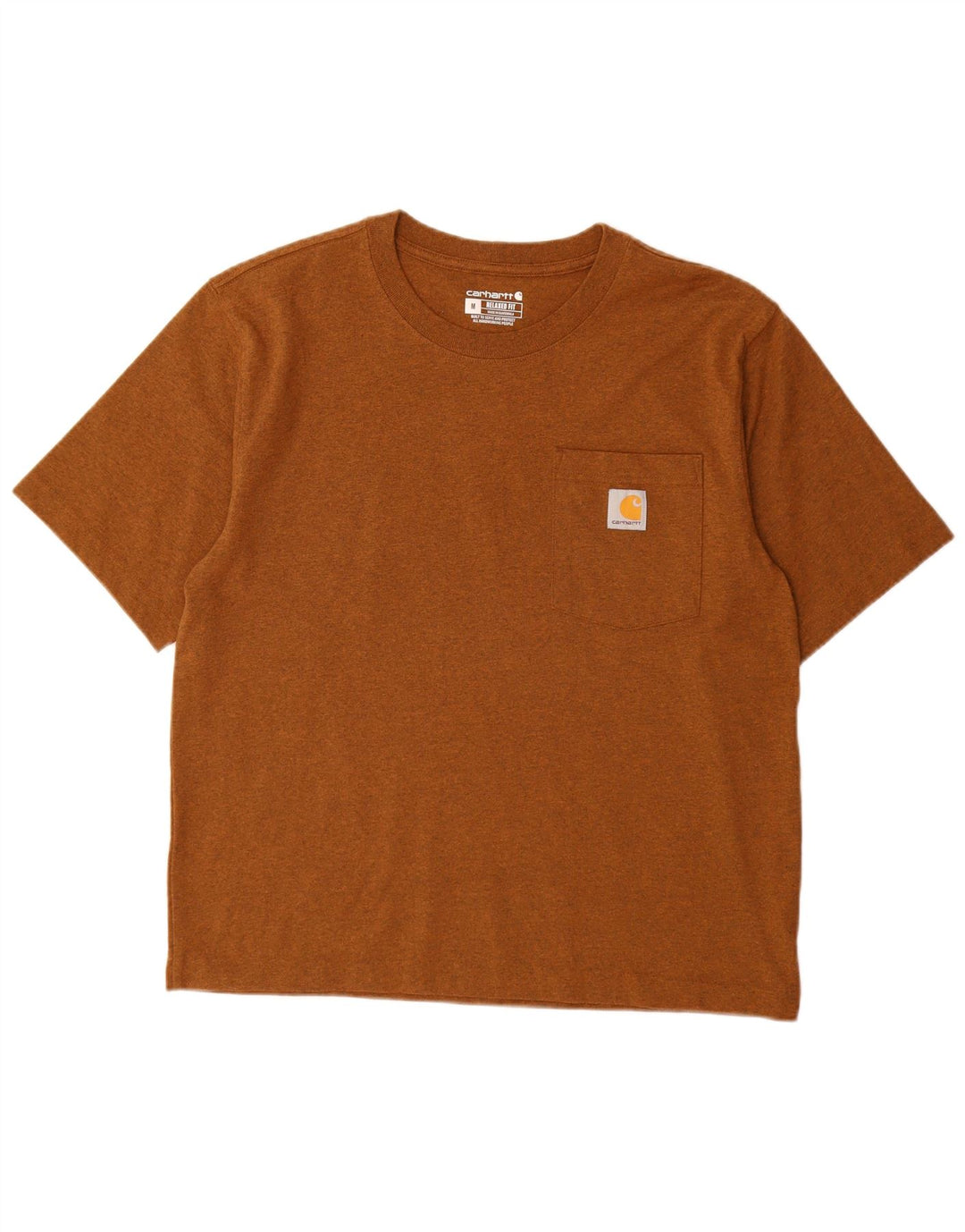 CARHARTT Herre Relaxed Fit T-Shirt Top Medium Brun Flecked Bomuld