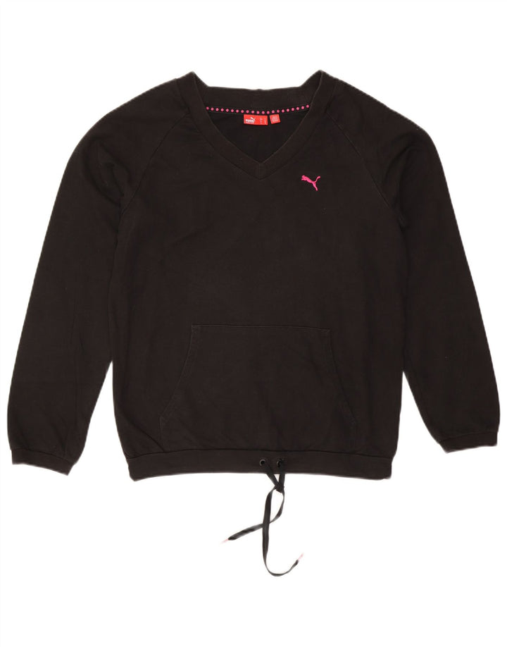 Puma Dame Oversized Sweatshirt Jumper UK 10 Small Black Bomuld