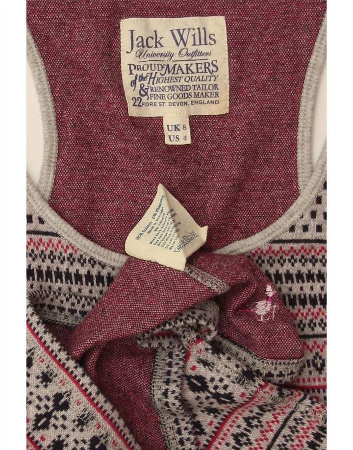 JACK WILLS Damevest Top UK 8 Small Grey Fair Isle Cotton