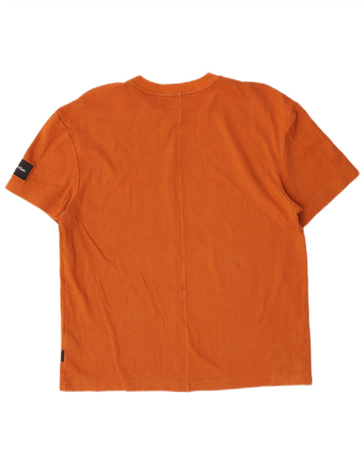 Calvin Klein Herre T-Shirt Top Medium Orange Bomuld