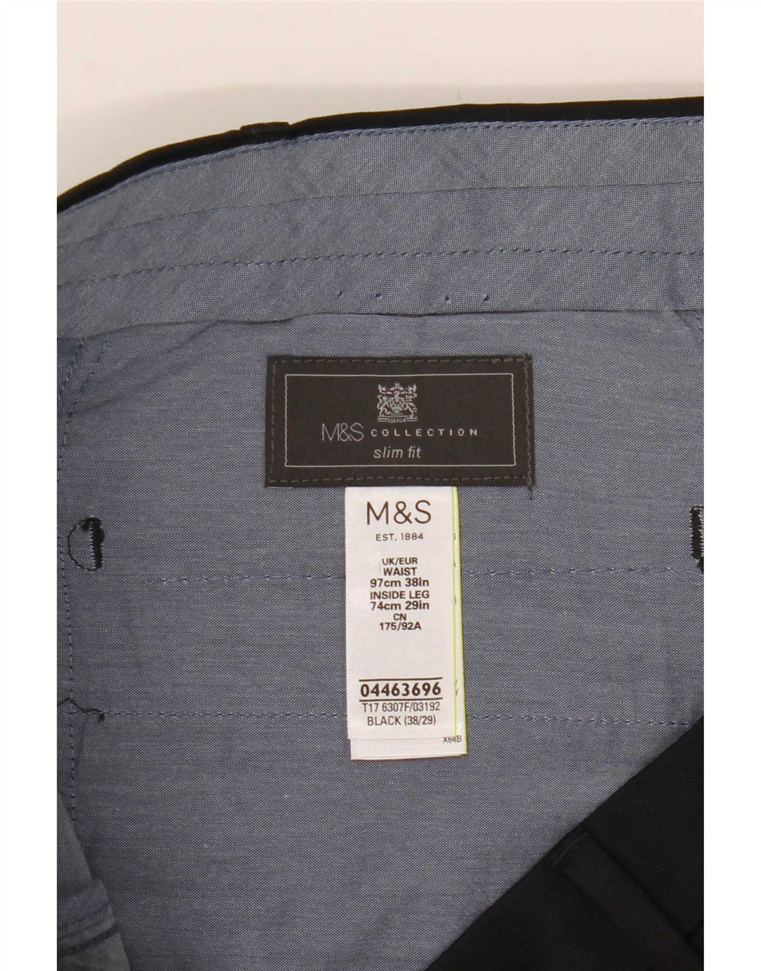 Marks & Spencer Herre Slim Fit Suit Bukser W38 L29 Sort Bomuld
