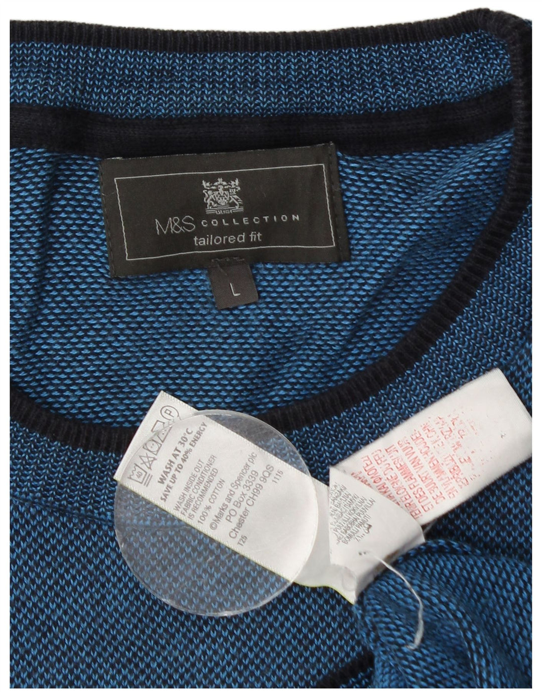 Marks & Spencer herre skræddersyet pasform med rund hals sweater stor blå