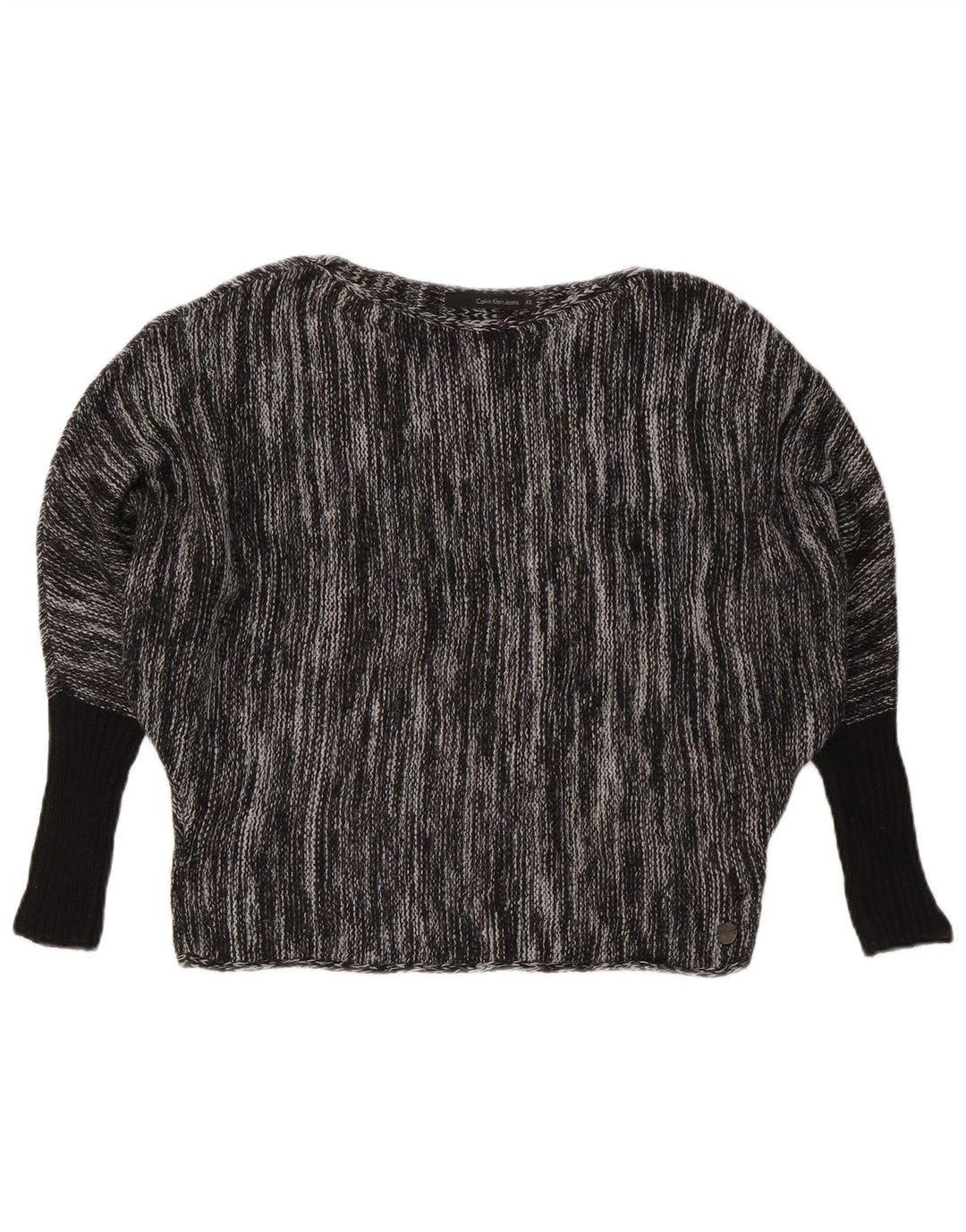 CALVIN KLEIN JEANS Dame Boat Neck sweater UK 6 XS Grå Flecked