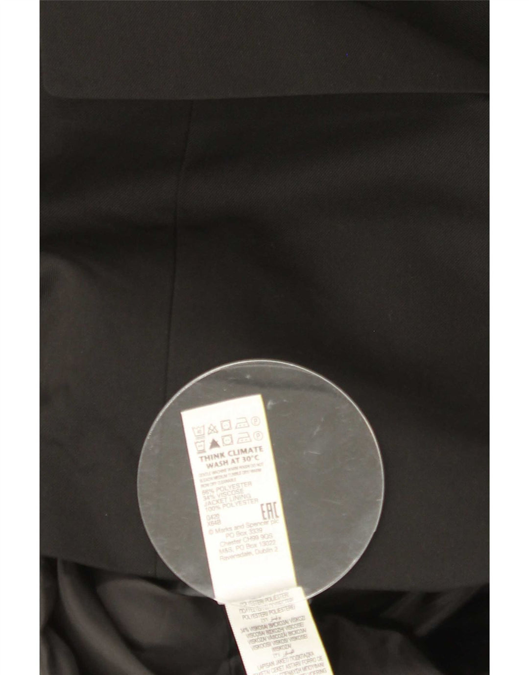 Marks & Spencer Herre Short Slim Fit Blazer Jacket UK 36 Small Black