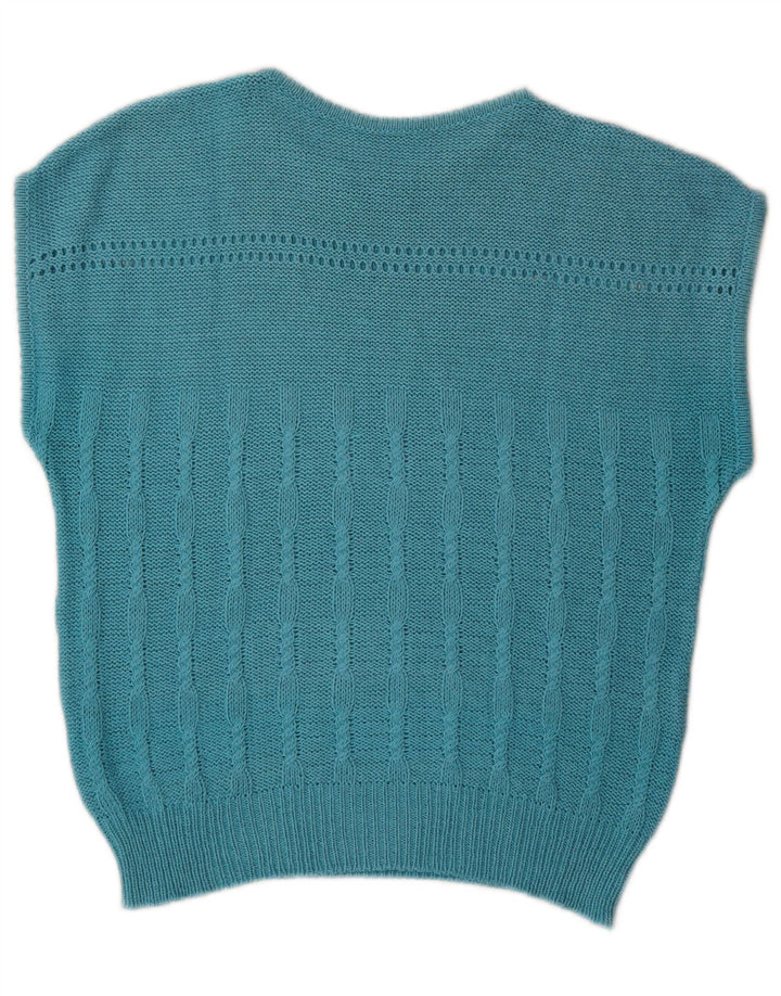 Vintage Dame Vest Tank Top IT 48 XL Blå