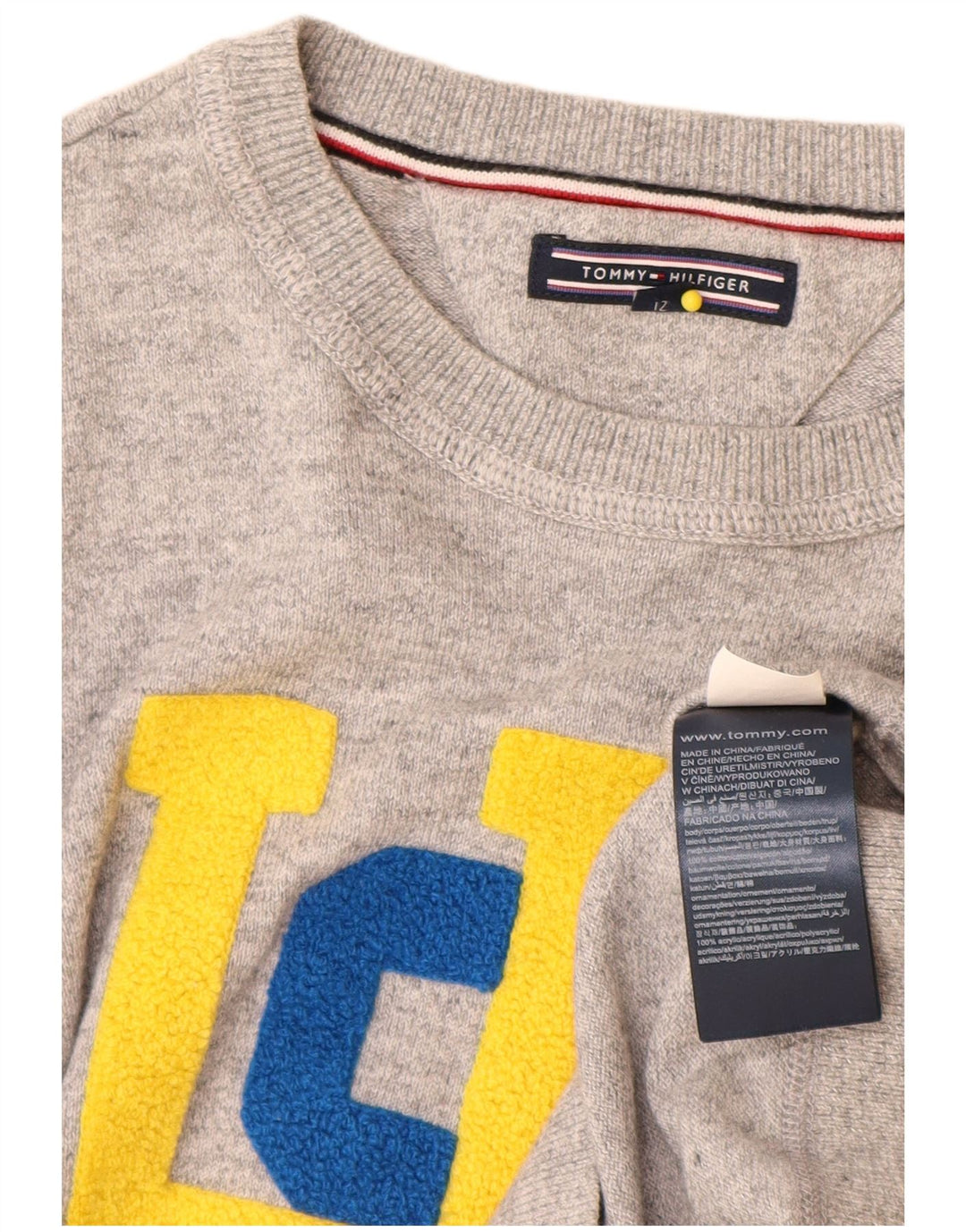 Tommy Hilfiger drenge grafisk sweatshirt trøje 11-12 år grå bomuld