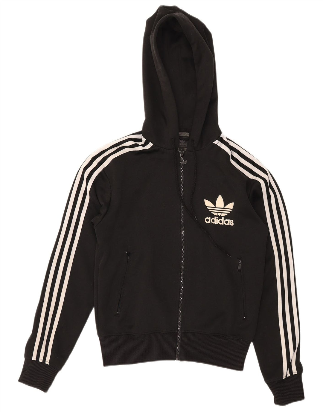 Adidas Dame Grafisk Hættetrøje Sweater UK 10 Lille Sort Polyester