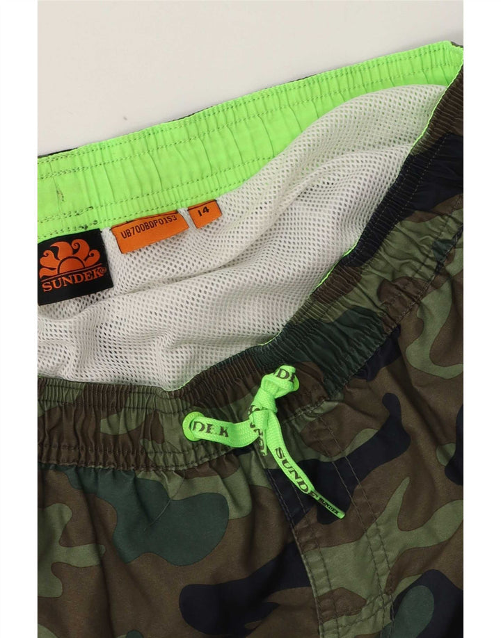 Sundek Boys Badeshorts 13-14 År Khaki Camouflage Polyester