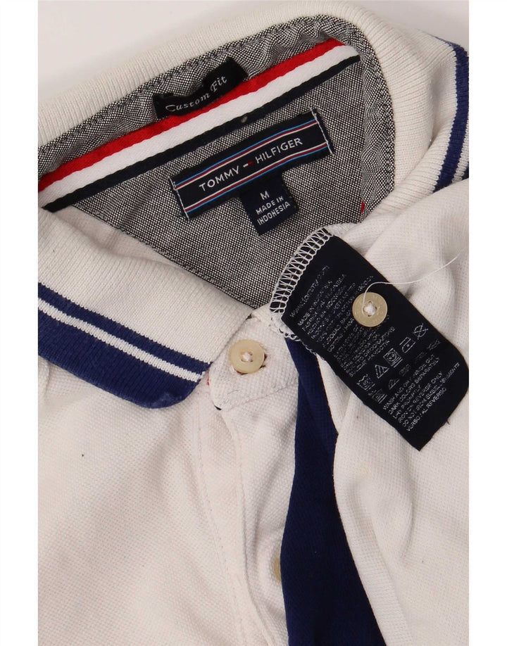 Tommy Hilfiger Herre Grafisk Custom Fit Polo Shirt Medium White Colourblock