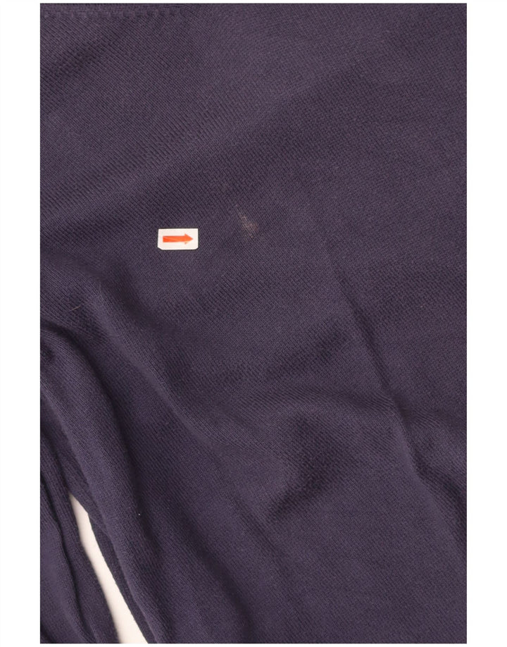 JACK WILLS Womens V-Neck Jumper Sweater UK 14 Medium Navy Blue Cotton