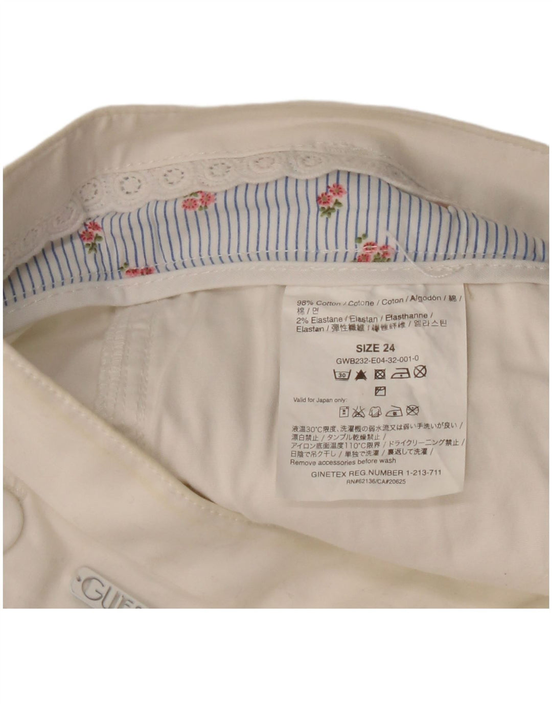 Guess Dame Capri Bukser W24 L18 Hvid Bomuld