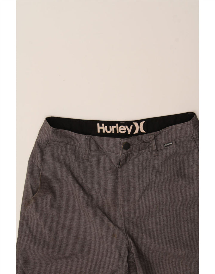 HURLEY Mens Chino Shorts W30 Medium Grey Pinstripe Polyester Vintage Hurley and Second-Hand Hurley from Messina Hembry 