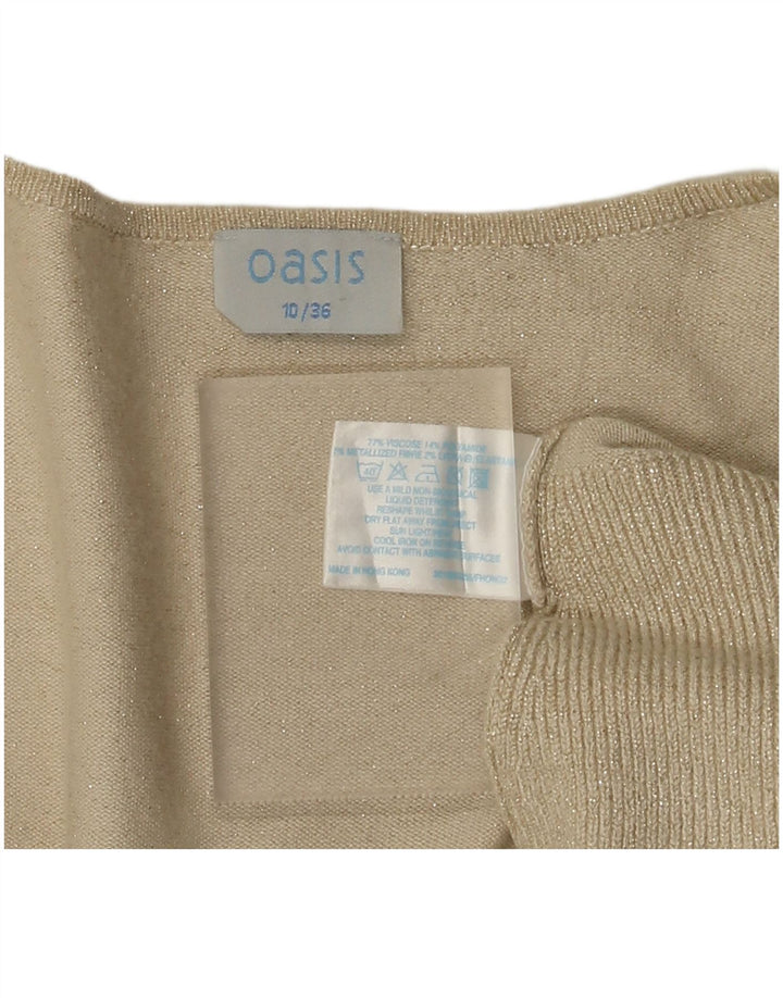 Oasis Womens Open Cardigan Sweater UK 10 Small Beige Viscose