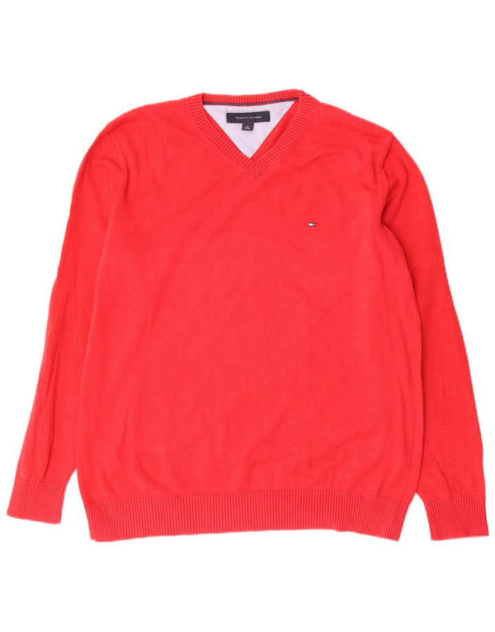 Tommy Hilfiger Herre V-hals sweater Medium Rød Bomuld