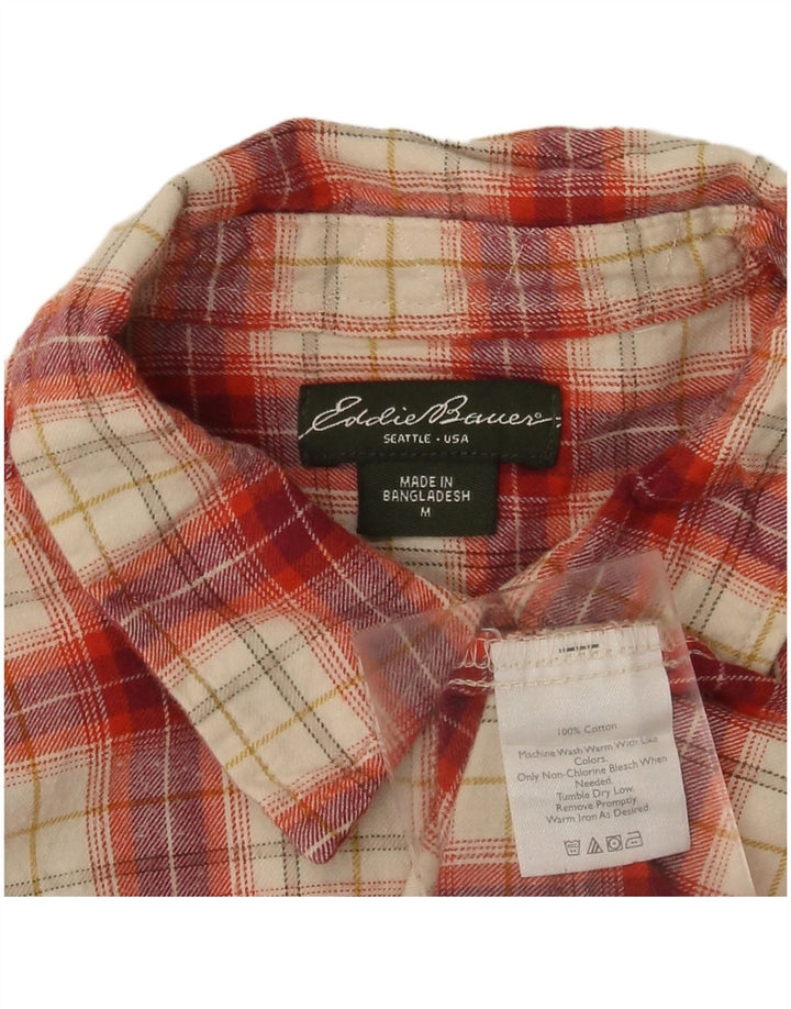 Eddie Bauer Dame Flanelskjorte UK 14 Medium Rød Ternet Bomuld