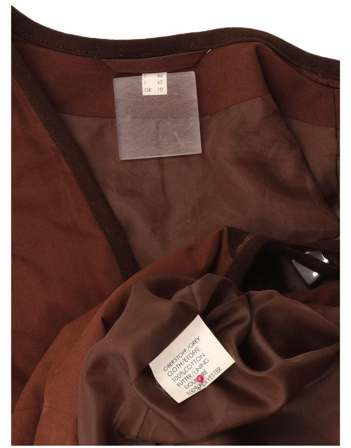Vintage Dame Oversized Gilet UK 10 Small Brown Bomuld