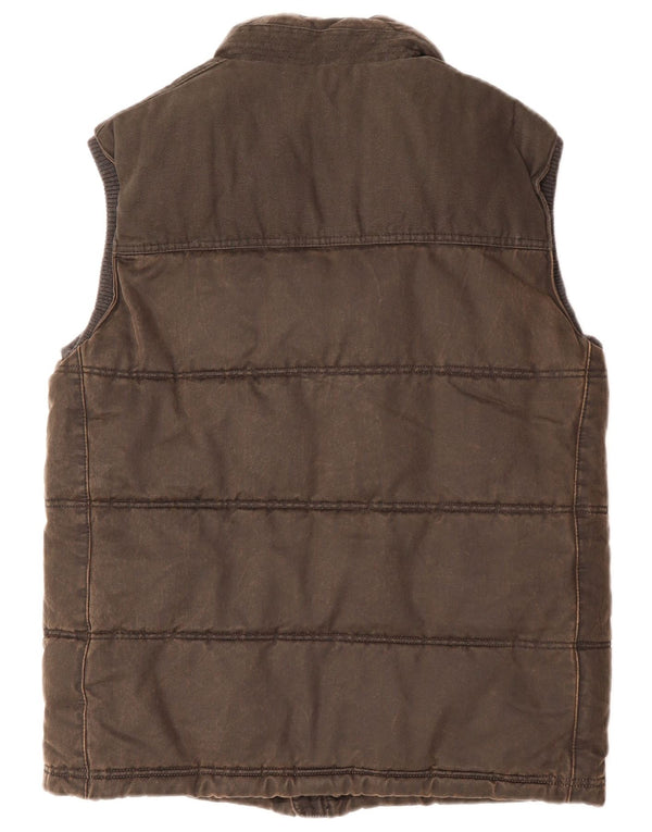FAT FACE Mens Padded Gilet UK 36 Small Brown Cotton
