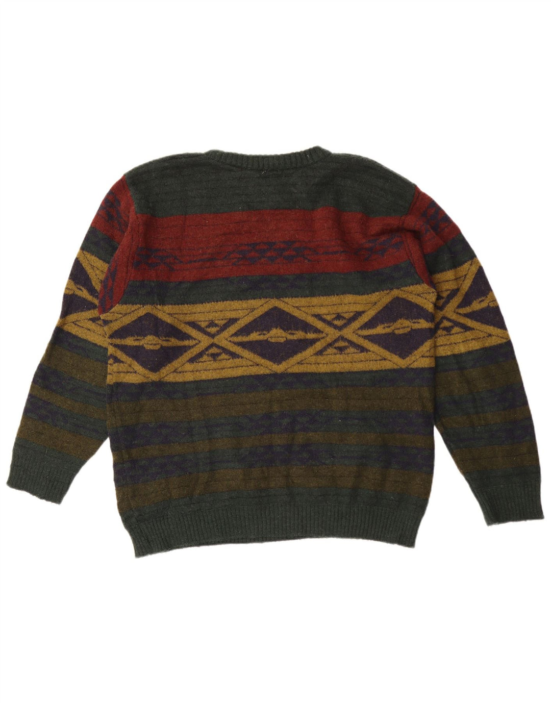 Alba Moda Herre Crew Neck Jumper Sweater Stor Khaki Geometrisk