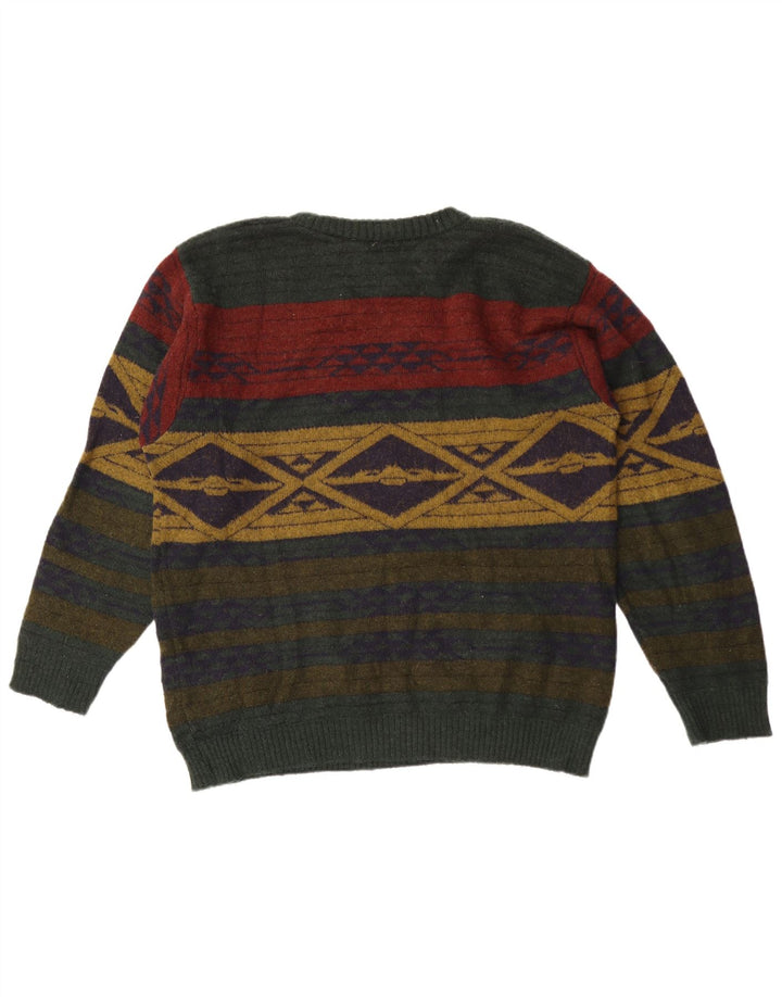 Alba Moda Herre Crew Neck Jumper Sweater Stor Khaki Geometrisk