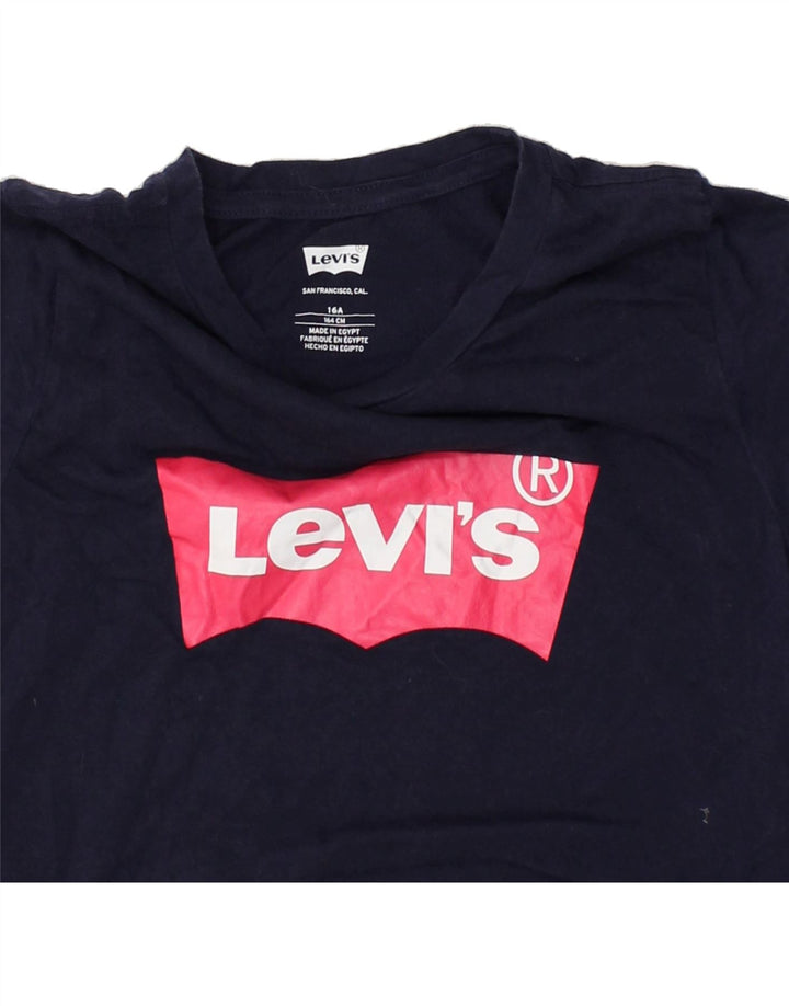 LEVI'S Girls T-Shirt Top 15-16 Years Navy Blue Cotton | Vintage Levi's | Thrift | Second-Hand Levi's | Used Clothing | Messina Hembry 