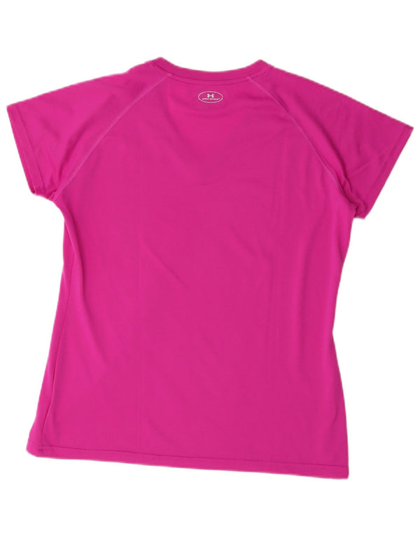 Under Armour Womens Heat Gear T-Shirt Top UK 14 Medium Pink