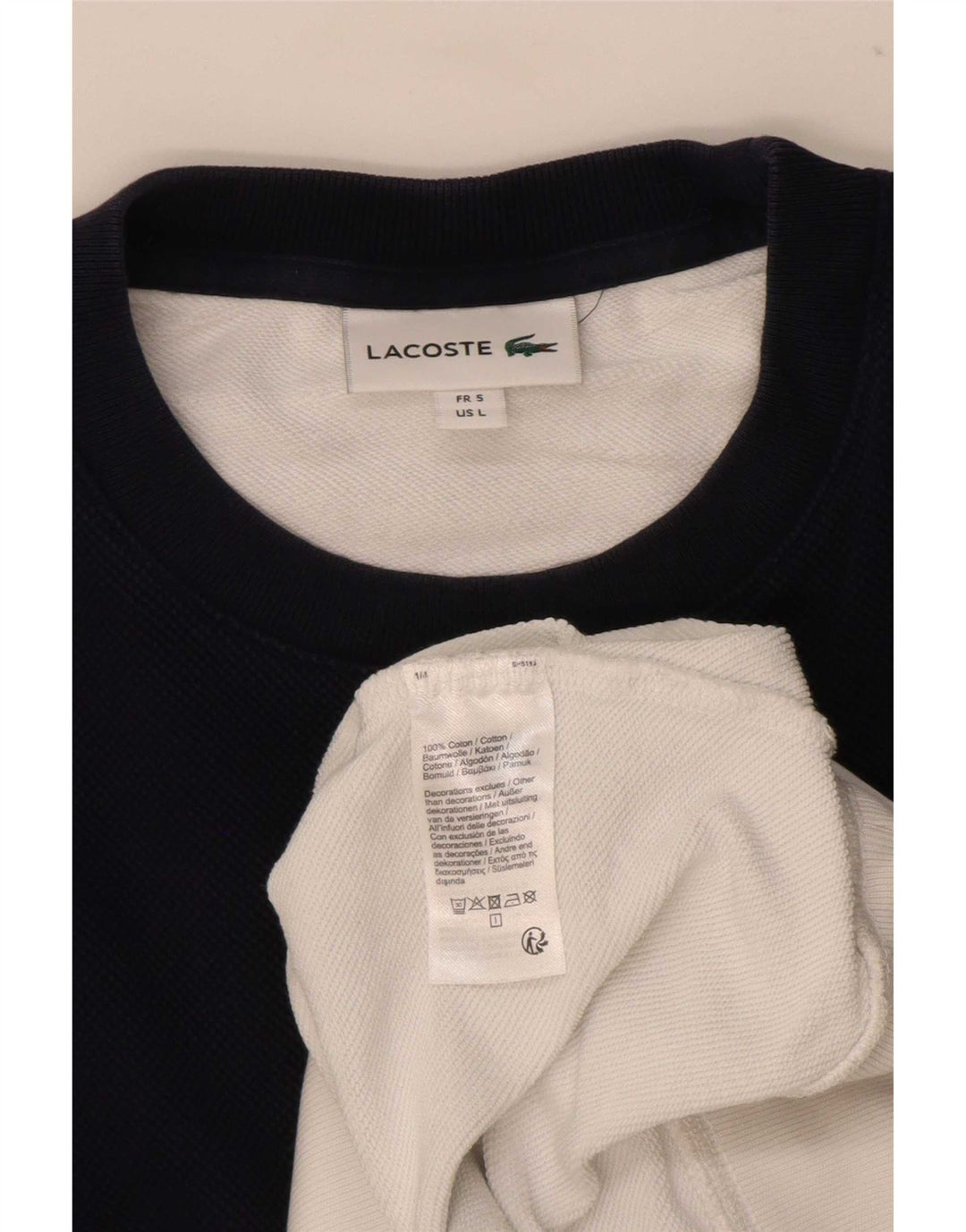 Lacoste Herre Sweatshirt Jumper Størrelse 5 Stor Hvid Colourblock Bomuld