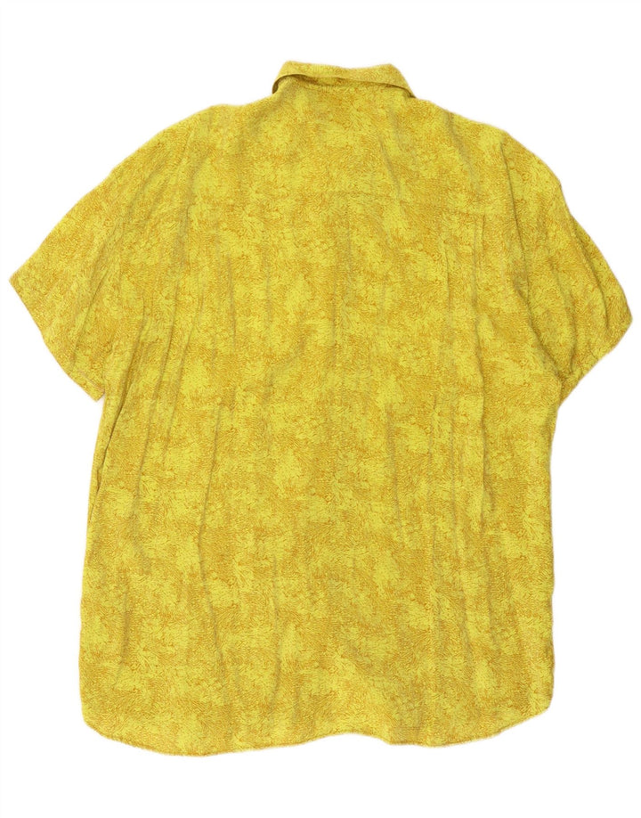 Vintage kvinders oversize abstrakt mønster skjortebluse UK 10 Small Yellow
