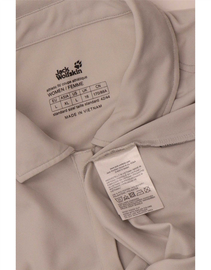 Jack Wolfskin Dame Polo Shirt UK 16 Large Grå Polyester