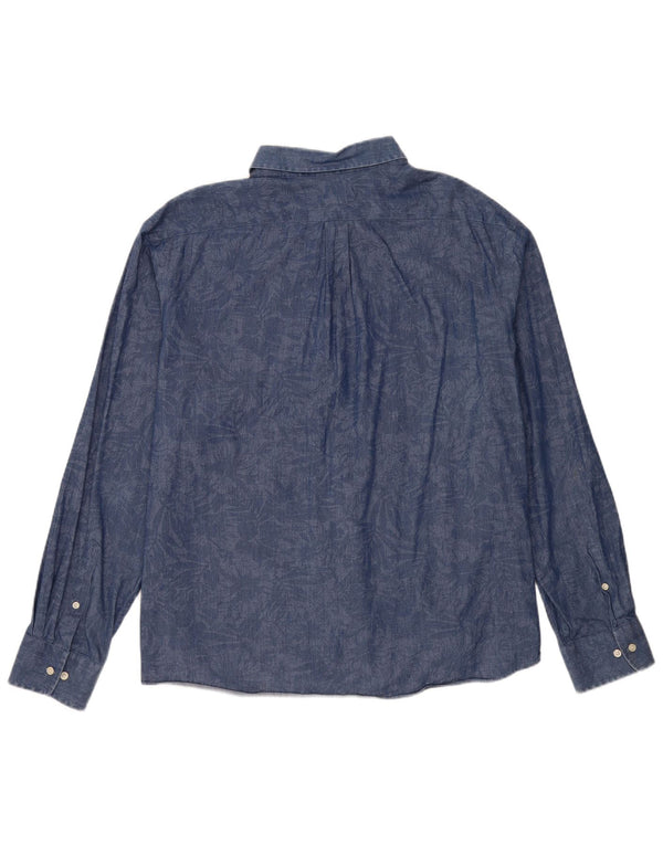Ralph Lauren Mens Regular Fit Shirt 2XL Navy Blue Floral Elastane