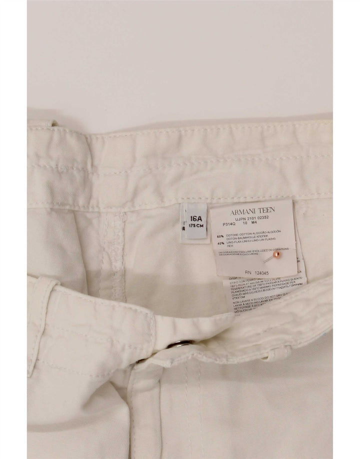 Armani Boys Chino Shorts 15-16 år W32 Hvid Bomuld