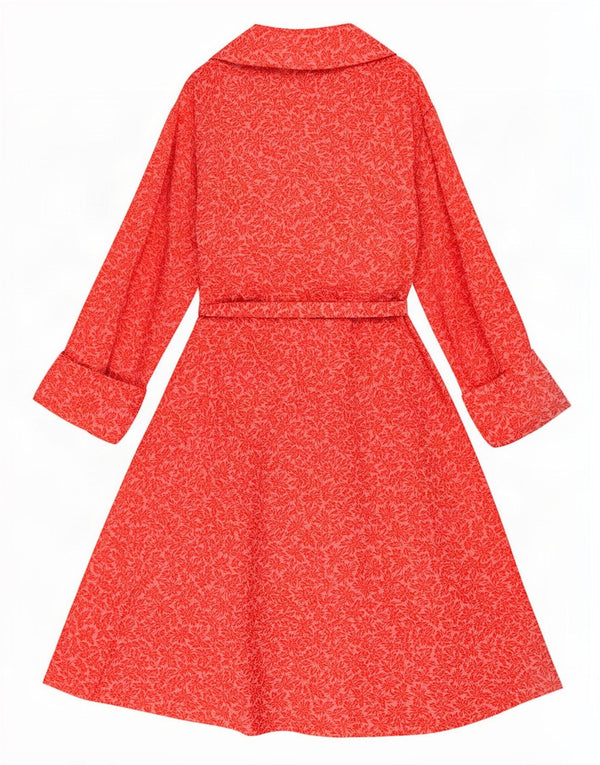 Vintage kvinders langærmet slå-om-kjole UK 10 Small Red Floral