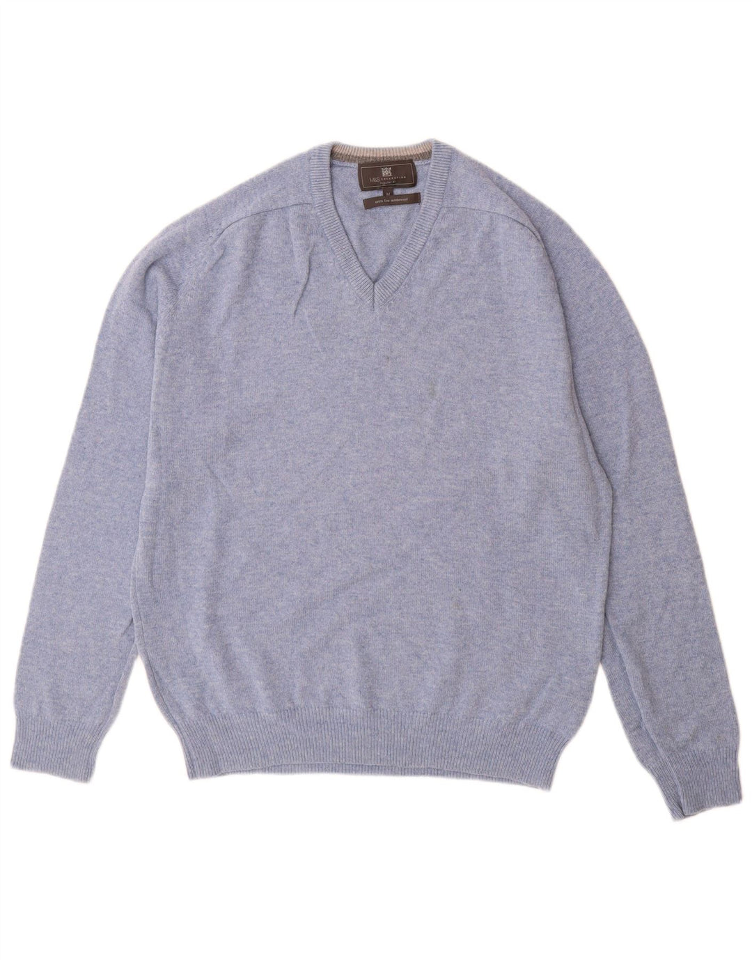 Marks & Spencer Herre Regular Fit V-hals sweater mellemblå