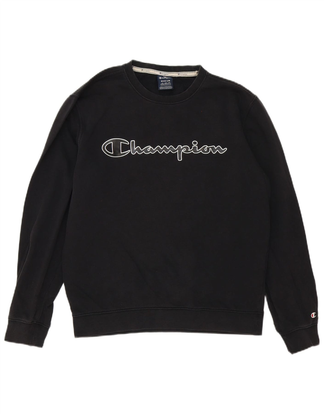 Champion Herre Grafisk Sweatshirt Jumper Medium Sort Bomuld