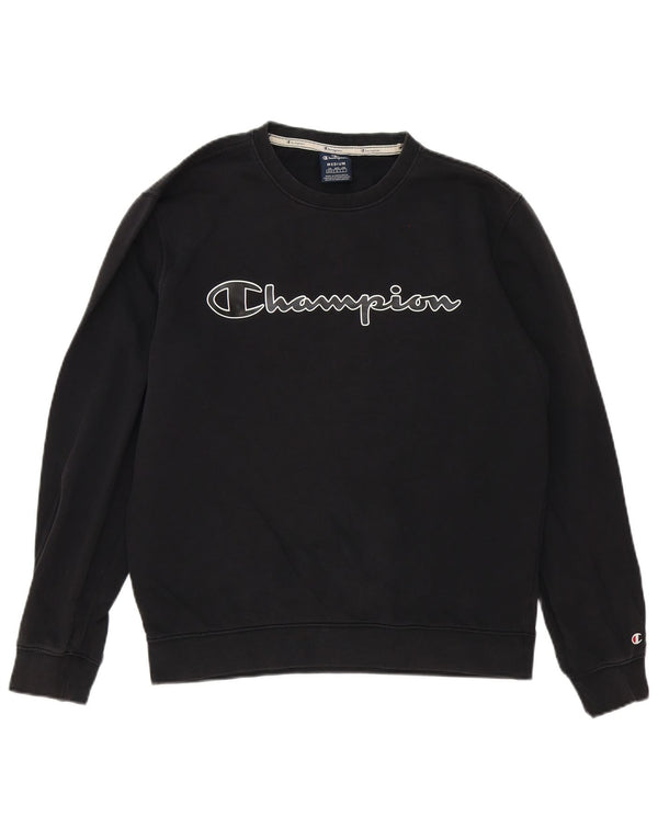 Champion Herre Grafisk Sweatshirt Jumper Medium Sort Bomuld