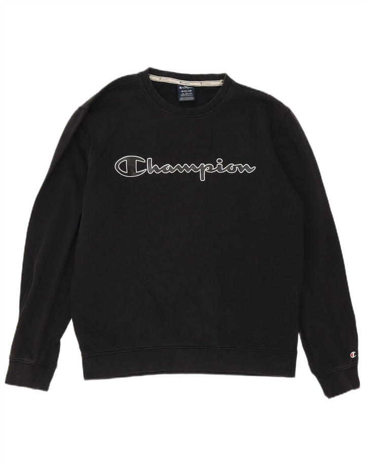 Champion Herre Grafisk Sweatshirt Jumper Medium Sort Bomuld