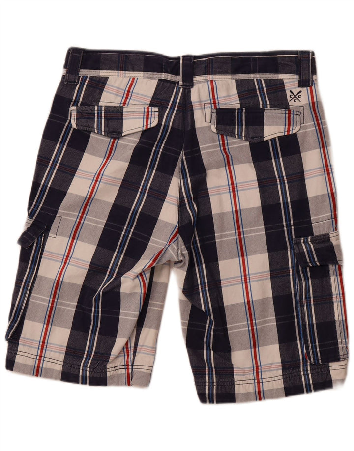 CREW TØJ Herre Cargo Shorts Medium W32 Marineblå ternet bomuld