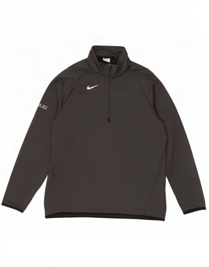 Nike Herre Dri Fit Pullover med lynlås-hals Træningsdragt Top Stor grå polyester
