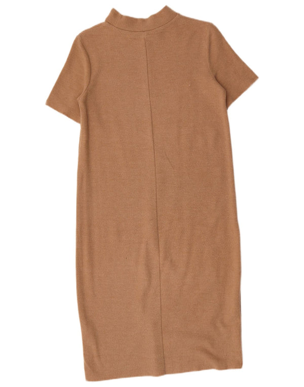 Zara Dame Trafaluc Jumper Dress UK 10 Small Beige Bomuld