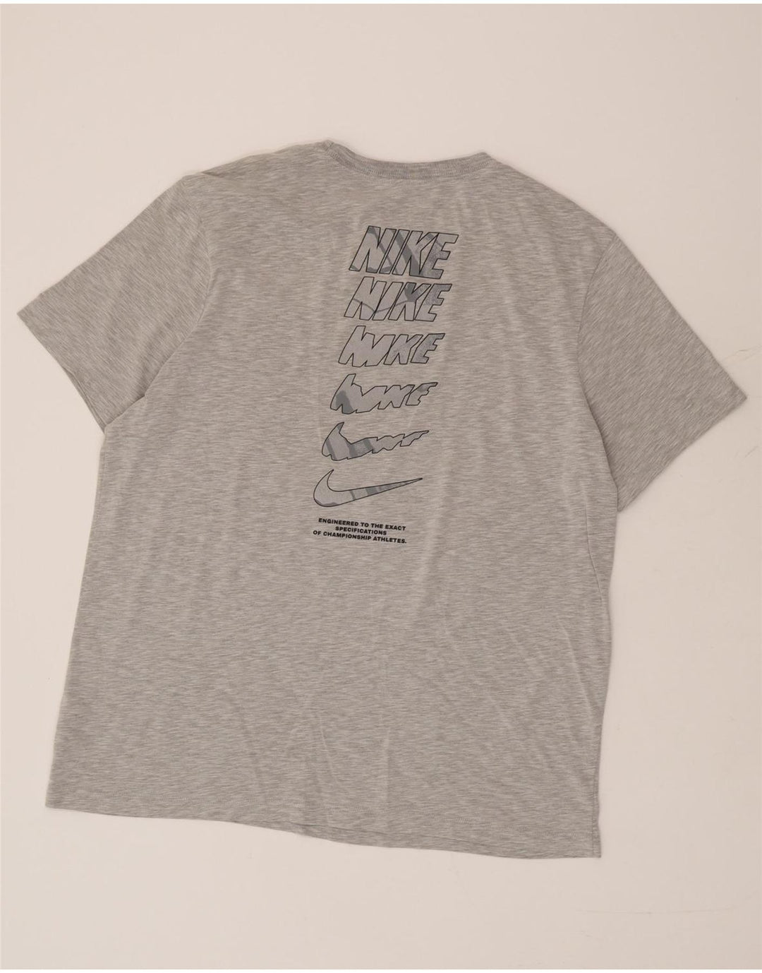 Nike Herre Dri Fit Grafisk T-Shirt Top XL Grå Bomuld