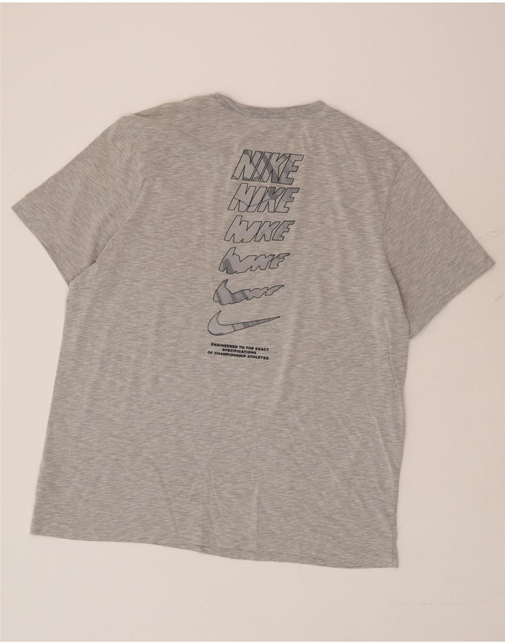 Nike Herre Dri Fit Grafisk T-Shirt Top XL Grå Bomuld
