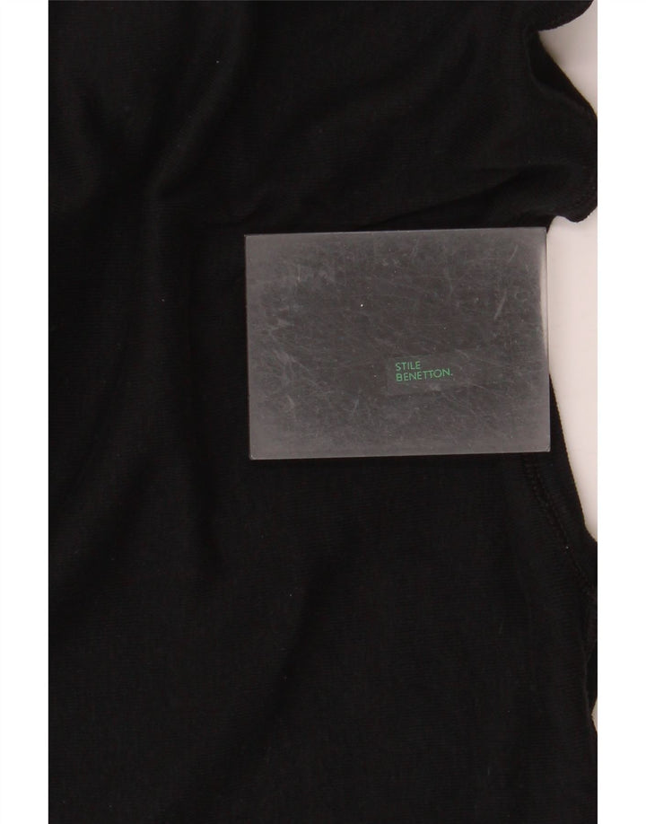 BENETTON Dame Grafisk T-Shirt Top UK 8 Lille Sort