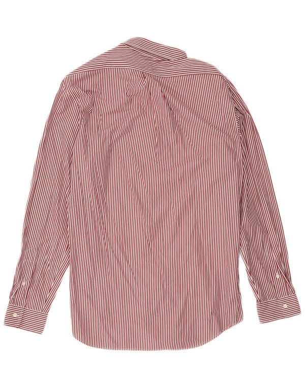 Ralph Lauren Mens Classic Fit Shirt Large Burgundy Striped Cotton