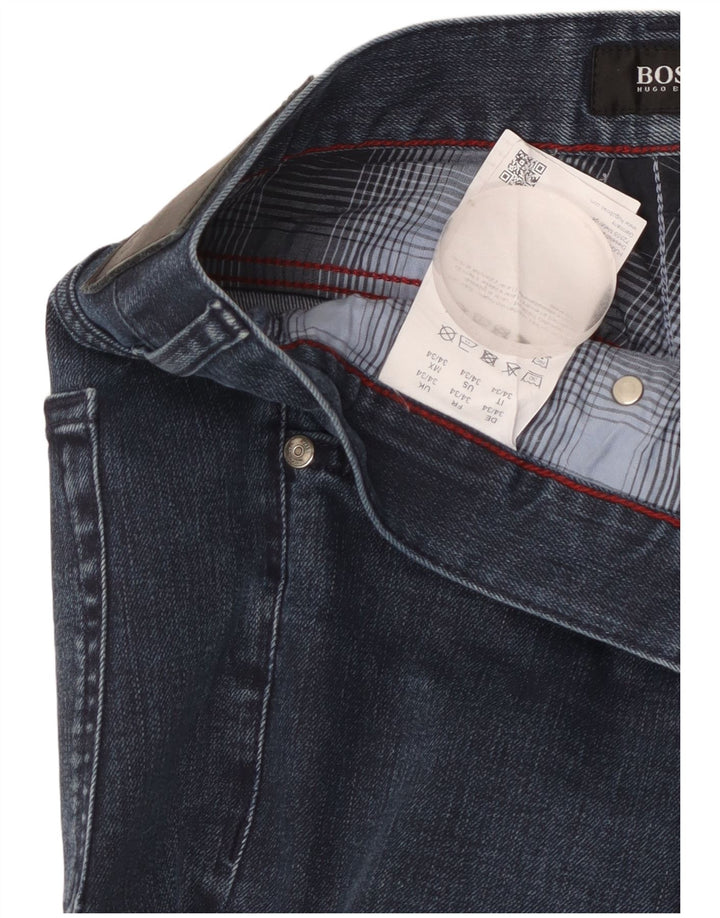 HUGO BOSS Straight jeans til mænd W34 L34 Marineblå bomuld