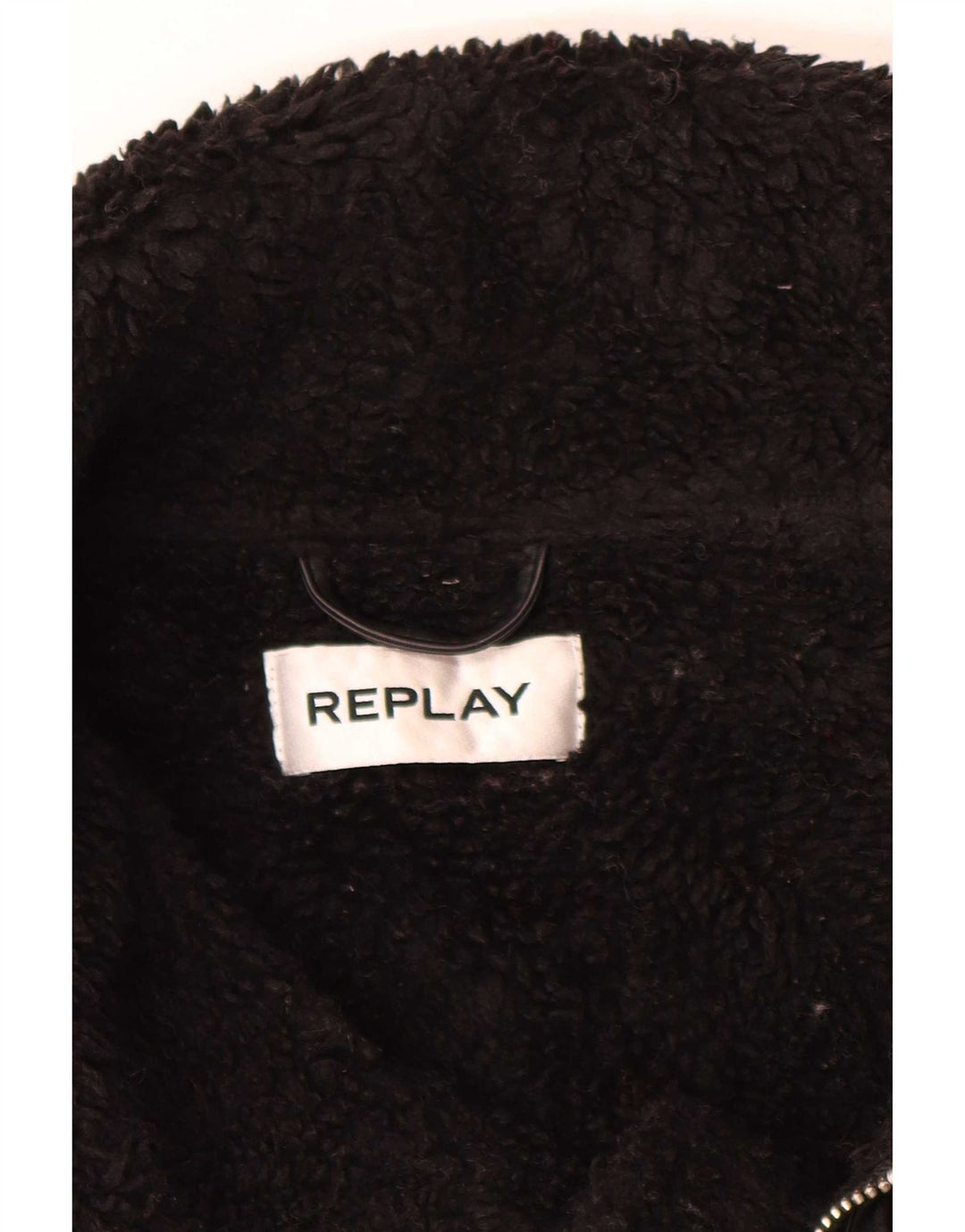Replay Dame Grafisk Sherpa Jacket UK 14 Large Brown Polyester