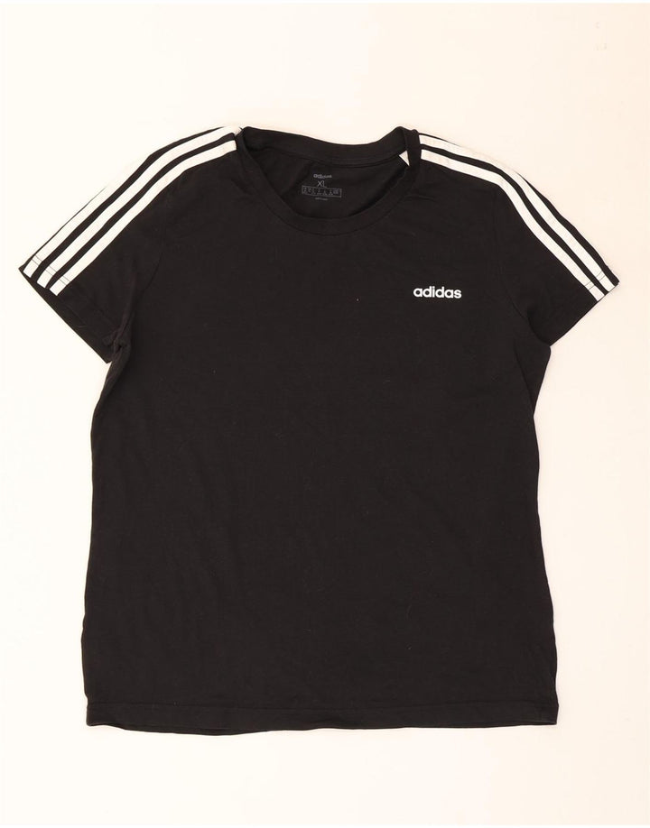 ADIDAS T-shirt top til kvinder UK 20/22 XL Sort bomuld