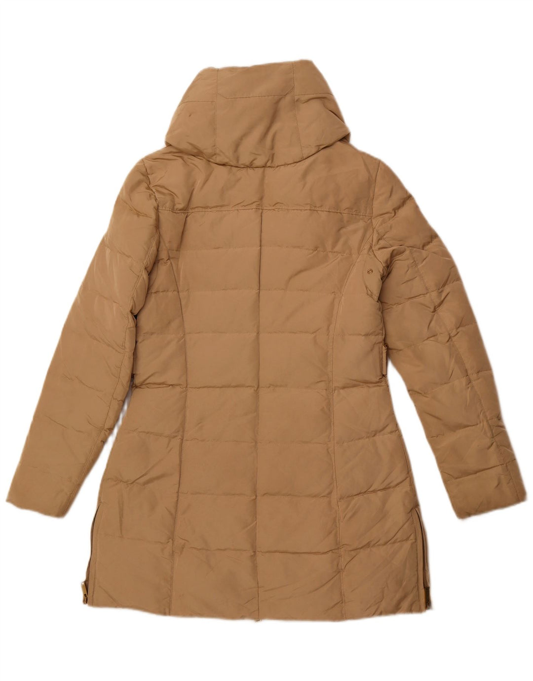 Zara Dame Hætte Polstret Frakke UK 12 Medium Beige Polyester