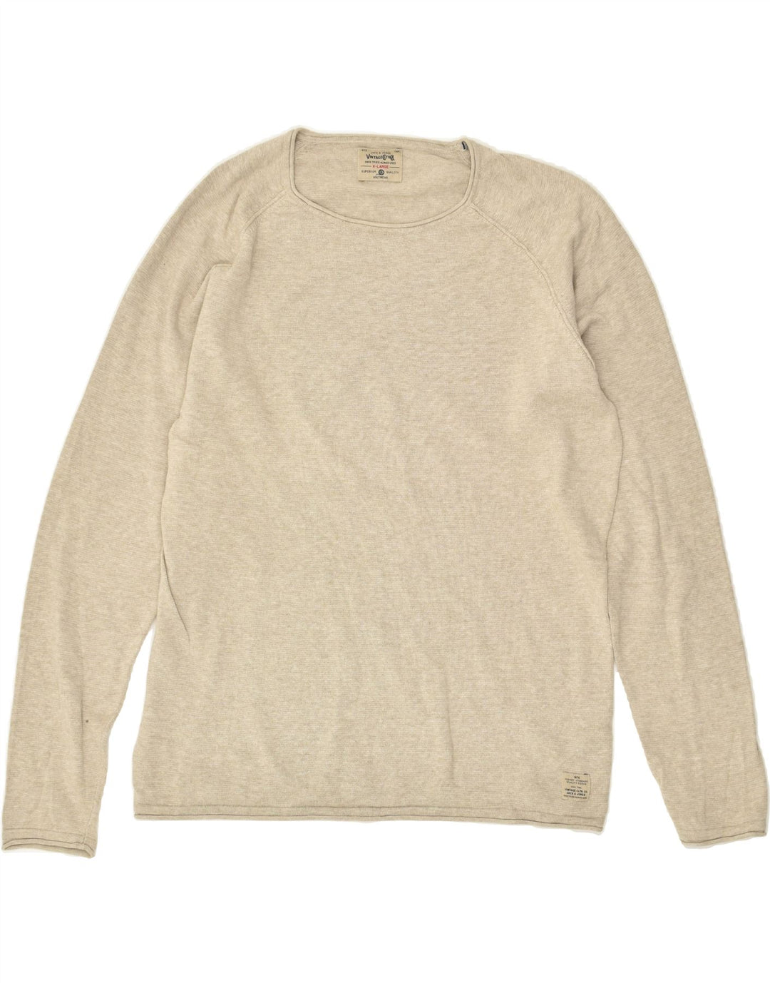 JACK & JONES Womens Crew Neck Jumper Sweater XL Beige Cotton | Vintage Jack & Jones | Thrift | Second-Hand Jack & Jones | Used Clothing | Messina Hembry 