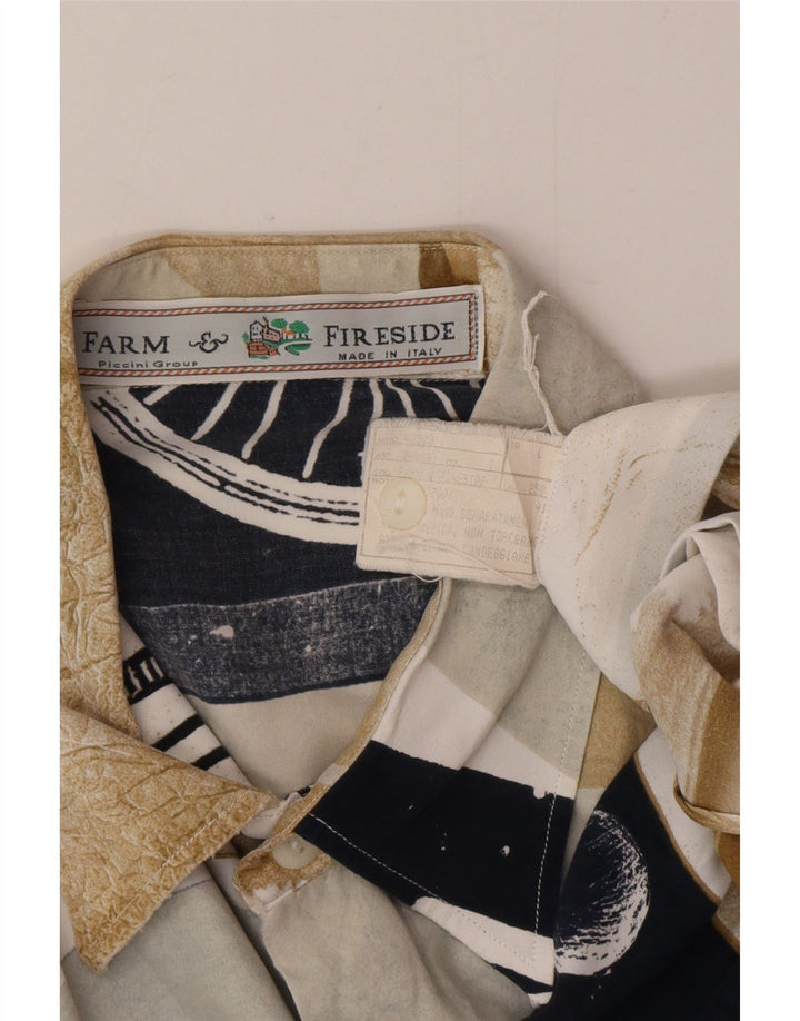 Vintage Kortærmet Herreskjorte Stor flerfarvet Patchwork Viscose