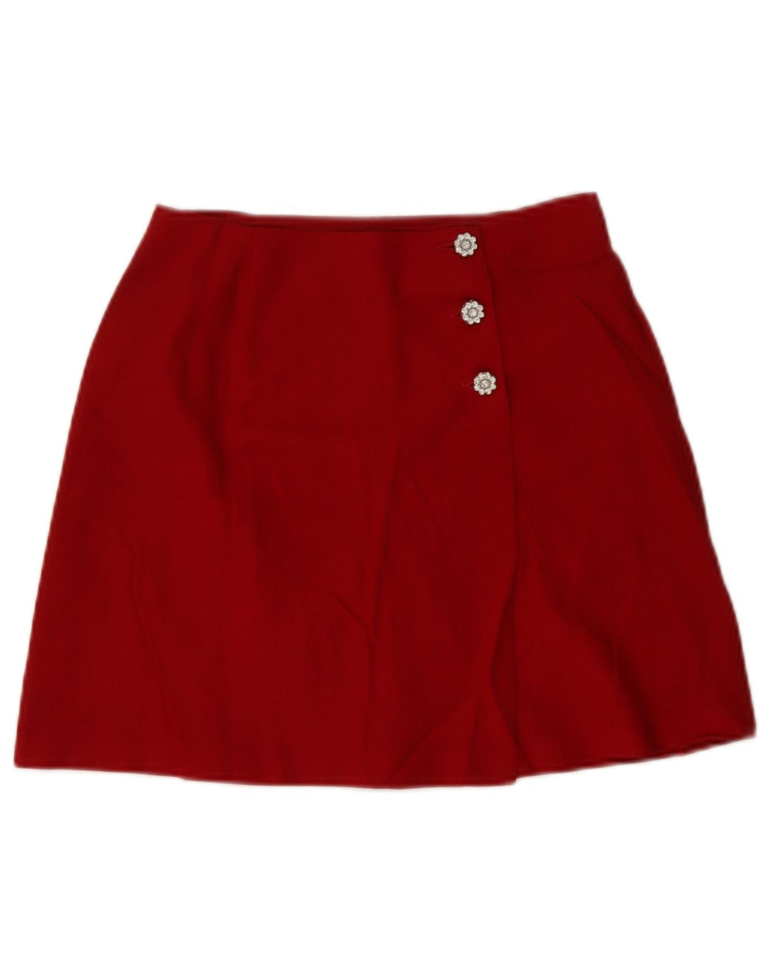 Vintage Kvinders Mini Wrap Nederdel Medium W28 Red Virgin Wool